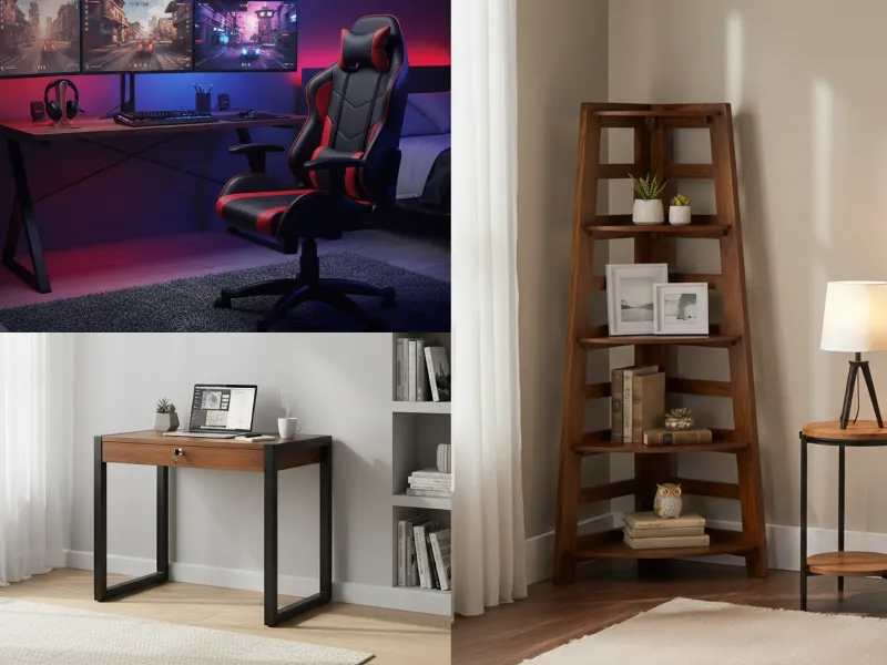 Crest Study Table With Pro Extreme Gaming Chair And Belle Bookshelf